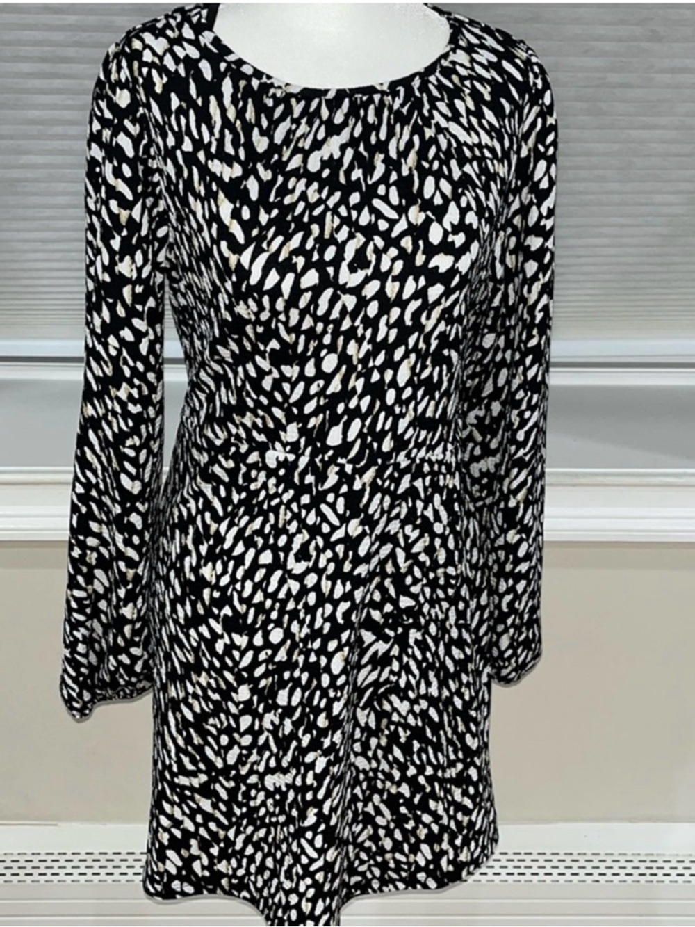 Primark Black and White Printed Long Sleeve Dress